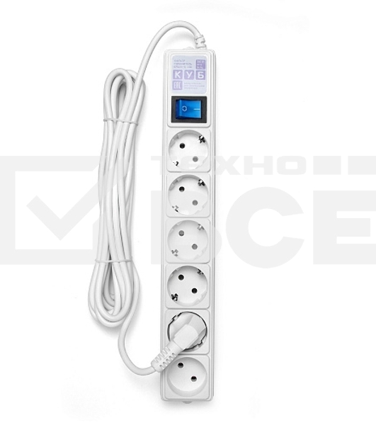 Сетевой фильтр PowerCube Фильтр-удлинитель (SPG(5+1)-16B-5M) 6 розеток, 5м,16А/3,5кВт, белый