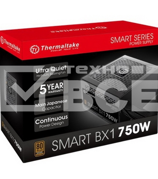 Блок питания Thermaltake Smart BX1 RTL (PS-SPD-0750NNSABE-1), 750Вт, 80 PLUS Bronze, 120мм, черный