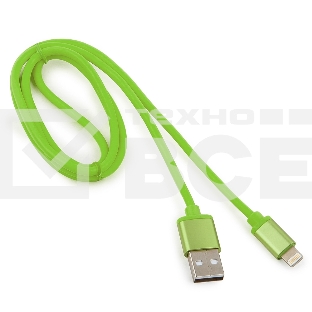 Кабель Cablexpert для Apple CC-S-APUSB01Gn-1M, AM/Lightning, серия Silver, длина 1м, зеленый, блистер 