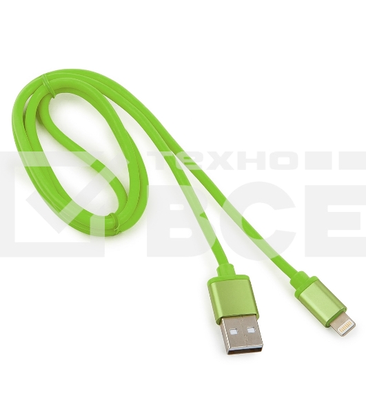 Кабель Cablexpert для Apple CC-S-APUSB01Gn-1M, AM/Lightning, серия Silver, длина 1м, зеленый, блистер 