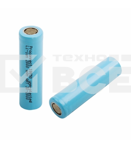 Аккумулятор 18650 unprotected Li-ion 2000 mAH индивидуальная упаковка PROconnect