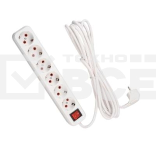 Удлинитель 6х5м с заземл. 16А IP20 с выкл. Lezard 720-0605-602