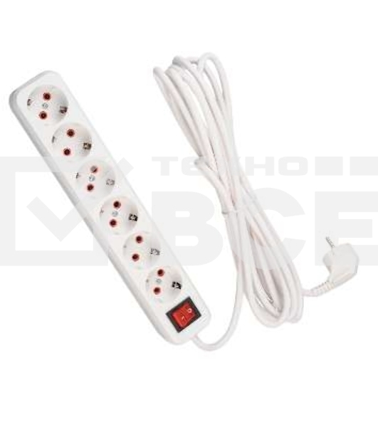 Удлинитель 6х5м с заземл. 16А IP20 с выкл. Lezard 720-0605-602