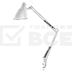 Светильник настольный Camelion KD-335 C01 белый с метал. струбциной, 230V, 40W, E27, фото 1