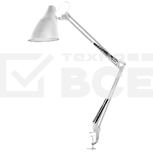 Светильник настольный Camelion KD-335 C01 белый с метал. струбциной, 230V, 40W, E27