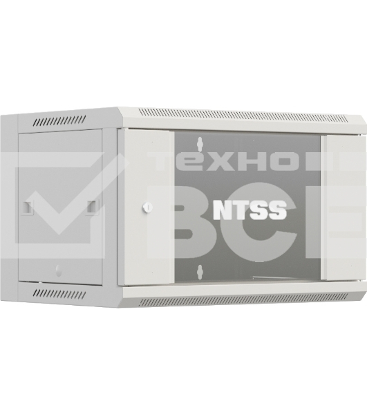 Шкаф коммутационный NTSS Премиум (NTSS-W6U6045GS-2) настенный 6U 600x450мм пер.дв.стекл 60кг серый IP20 сталь
