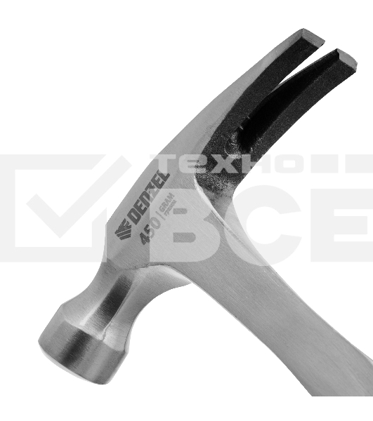 Молоток-гвоздодер Denzel 10423 450 г, цельнометаллический, двухкомпонентная рукоятка