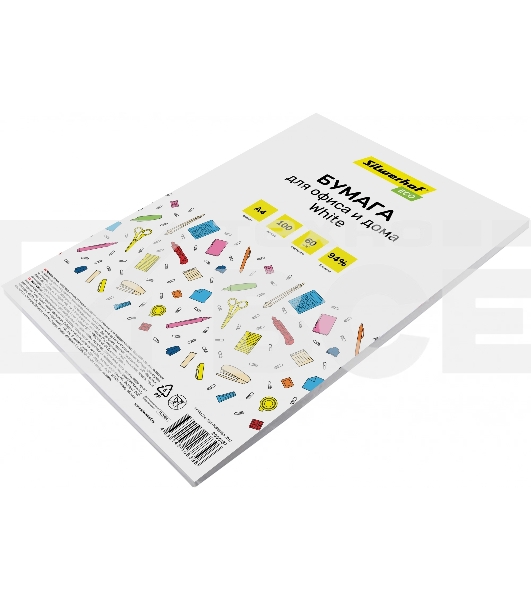 Бумага Silwerhof ECO A4/60г/м2/100л./белый CIE94% общего назначения (офисная)