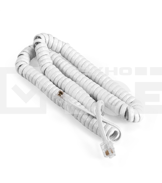 Патч-корд телефонный ExeGate TC4P4C-4M-W (шнур для телефонной трубки, витой, RJ-10 (4P-4C), 4м, белый)