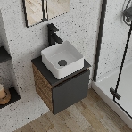 Тумба Bau Dream Blackwood 35 с ящиком, графит, раковина BAU Mini 24х24, смеситель для раковины высокий Hotel Black, черный, выпуск клик клак, черный, фото8