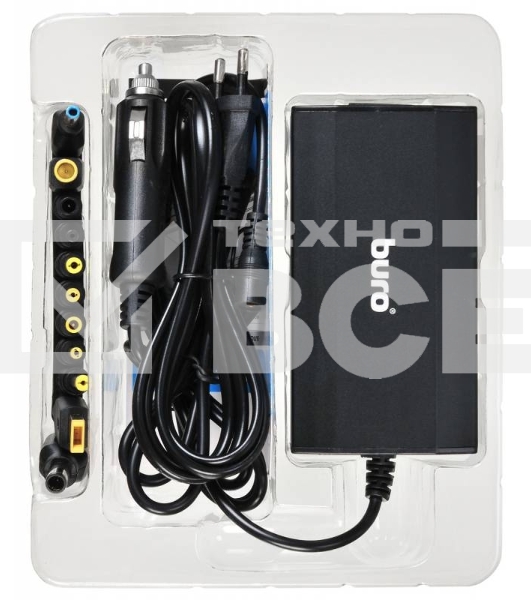 Блок питания Buro ручной 65W 12V-24V 11-connectors 3.2A 1xUSB 0.6A от бытовой электросети/от прикуривателя