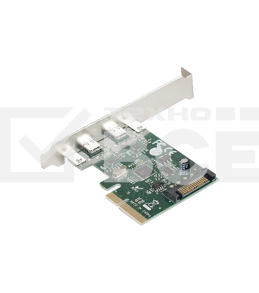Контроллер ExeGate EXE-313 PCI-Ex4, 2*USB3.1 Type-C ext, разъем доп.питания (OEM)
