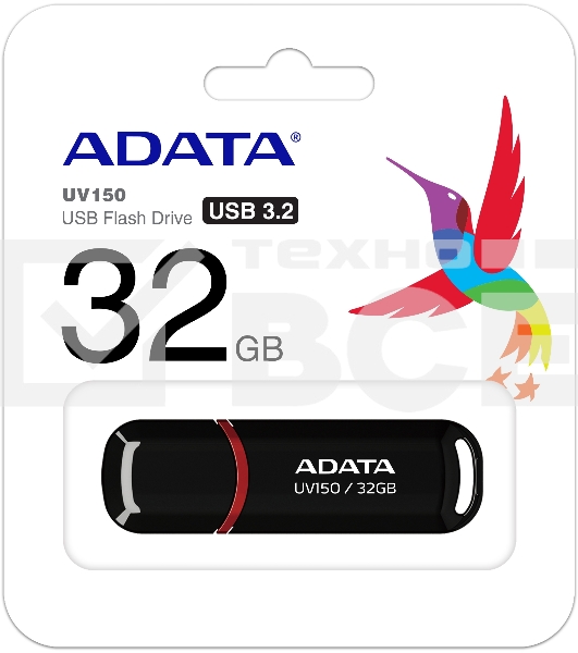 Флеш диск ADATA Flash Drive 32Gb UV150 AUV150-32G-RBK {USB3.0, Black}