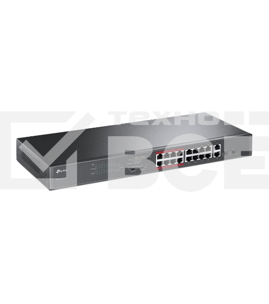 Коммутатор TP-LINK TL-SL1218MP Неуправляемый коммутатор PoE на 16 портов 10/100 Мбит/с и 2 гигабитных порта