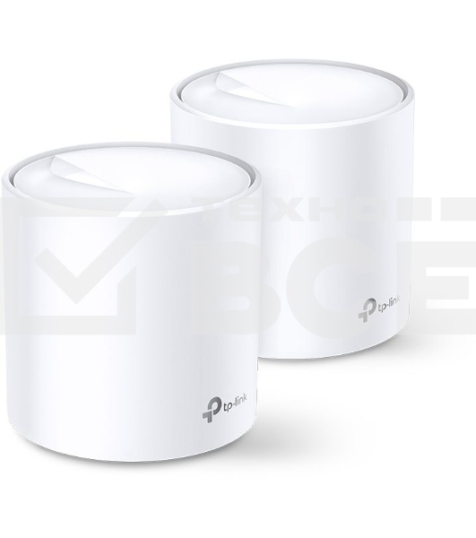Система TP-Link Mesh AX3000 Whole Home Wi-Fi System, Wi-Fi 6, 2402Mbps (4 streams) at 5GHz and 574Mbps (2 streams) at 2.4GHz, 2 Gigabit ports of each unit, support OFDMA, MU-MIMO, 802.11k/v/r seamless roaming, support WPA3, HomecareTM system, easy setup a