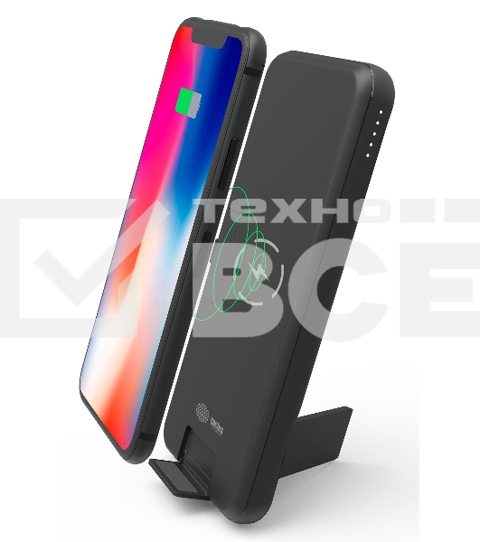 Портативный аккумулятор Cactus CS-PBFSQT-10000 Li-Pol 10000mAh 3A+3A черный 1xUSB беспроводная зарядка