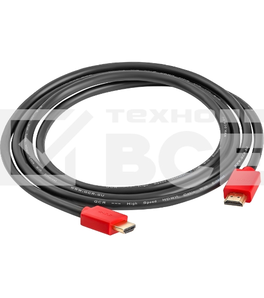 Кабель GCR 2.0m HDMI версия 1.4, черный, красные коннекторы, OD7.3mm, 30/30 AWG, позолоченные контакты, Ethernet 10.2 Гбит/с, 3D, 4K GCR-HM450-2.0m, экран