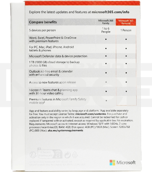 Офисное приложение Microsoft 365 Personal Subscr 1YR Medialess P8 (QQ2-01399)