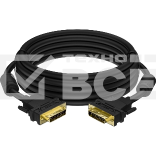 Кабель Greenconnect GCR-DM2DMC2-7.0m PROF 7.0m DVI-D, черный, GOLD, ферритовые кольца, OD 8.5mm, 28 AWG, DVI/DVI, 25M/25M, двойной экран
