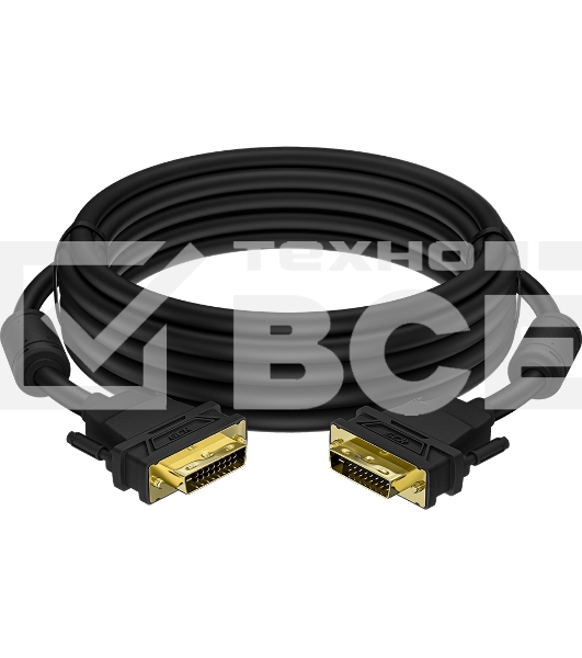 Кабель Greenconnect GCR-DM2DMC2-7.0m PROF 7.0m DVI-D, черный, GOLD, ферритовые кольца, OD 8.5mm, 28 AWG, DVI/DVI, 25M/25M, двойной экран