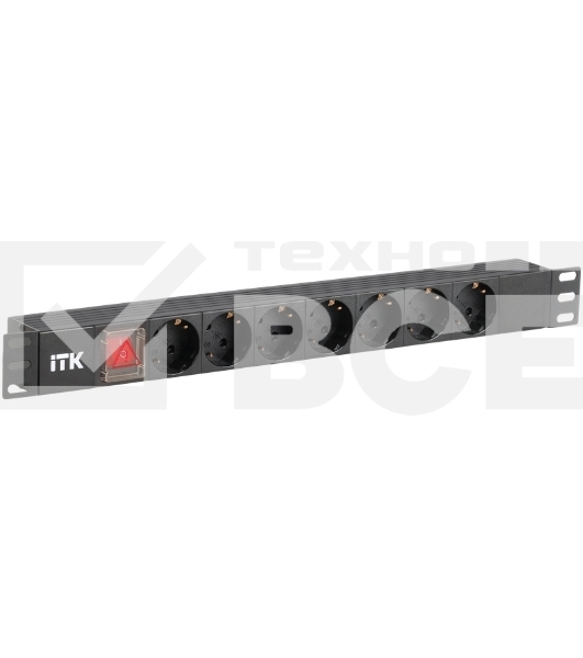 Блок PDU 7 розеток DIN49440 (нем. cтанд.), с LED выключателем,1U, без шнура, вх. IEC320 C14, алюминиевый профиль, черный PDU 7 розеток DIN49440 (нем. cтанд.), с LED выключателем,1U, без шнура, вх. IEC320 C14, алюминиевый профиль, черный