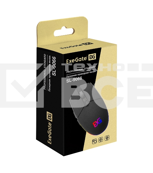 Мышь проводная ExeGate SL-9066 черный, 2400 dpi, USB, кнопки - 6