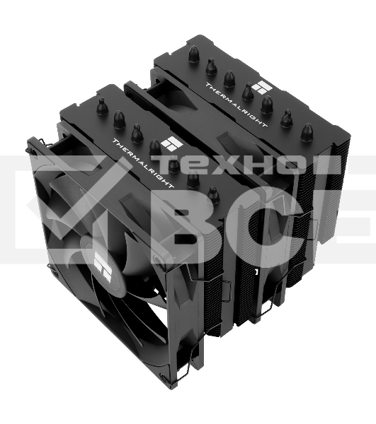 Кулер для процессора Thermalright Phantom Spirit 120 SE черный (4-pin PWM, 154mm, Ni/Cu, 7x6mm, 2x120mm, 66.17CFM, 25.6dBA, 1500RPM, S: 1200, 1700, 1851, 115X, AM4, AM5, silver, black)