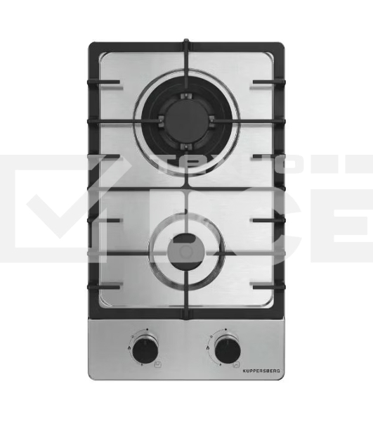 Варочная поверхность Kuppersberg FS 36 X, газ, High-Tech, 29 см, автоматический электроподжиг, газ-контроль, форсунки под сжиженый газ, SABAF конфорки, чугунные решетки, цвет нержавеющая сталь, цвет фурнитуры черный