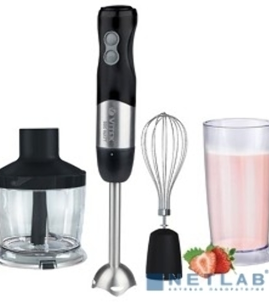 Блендер Vitek VT-3411 ST (стальной, 800 Вт, 6 скоростей, измельчитель 500 мл, стакан 600 мл, управление механическое)