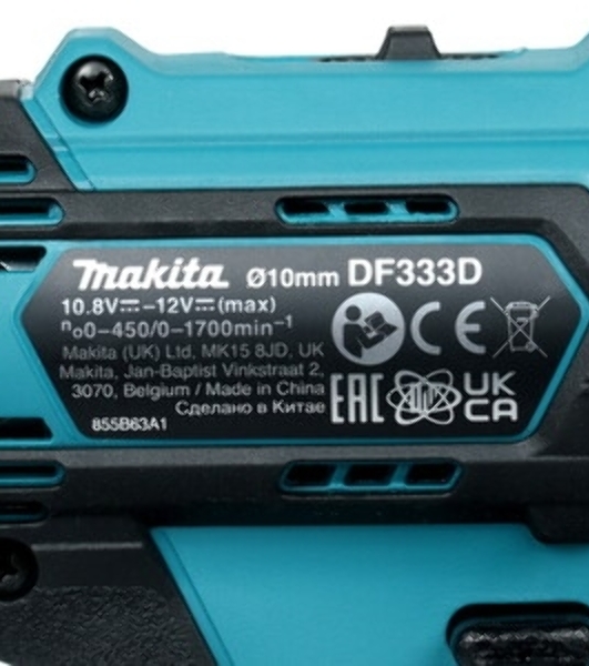 Дрель-шуруповерт Makita DF333DWAE, 12 В, 2 Ач, 30 Нм, щеточный