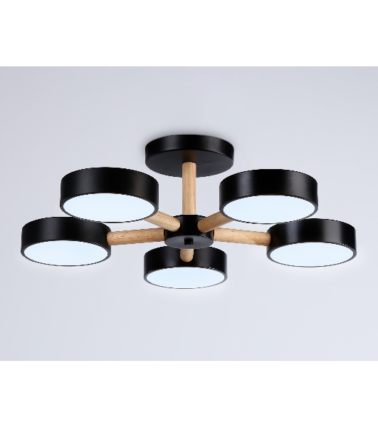 Светильник Ambrella light FL4828/5 BK черный 3000K-6400K 65W D580*160 (ПДУ ИК)