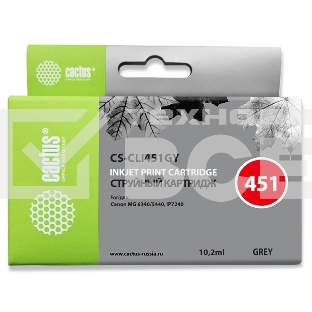 Картридж струйный Cactus CS-CLI451GY серый (10.2 мл) для Canon MG 6340/5440/IP7240
