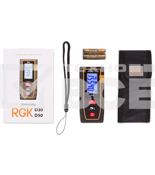 Лазерная рулетка RGK D30 дальность 0.3-30м точность ±2мм