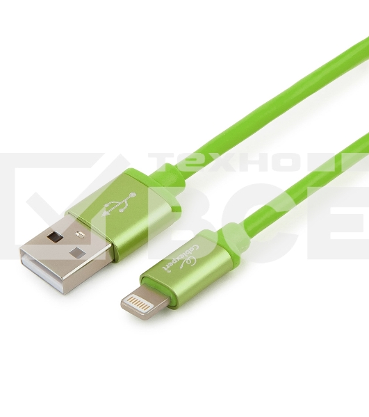 Кабель Cablexpert для Apple CC-S-APUSB01Gn-1M, AM/Lightning, серия Silver, длина 1м, зеленый, блистер 