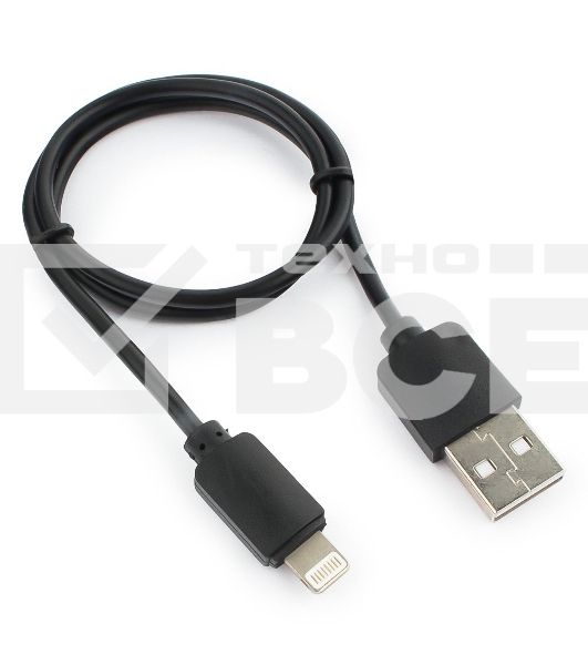Кабель USB Гарнизон GCC-USB2-AP2-0.5M AM/Lightning, для iPhone5/6/7, IPod, IPad, 0.5м, черный, пакет