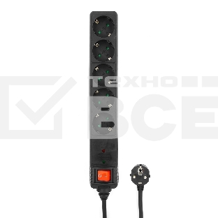 Сетевой фильтр Energenie Сетевой фильтр SPG5-C-10 3m. 16А. черный