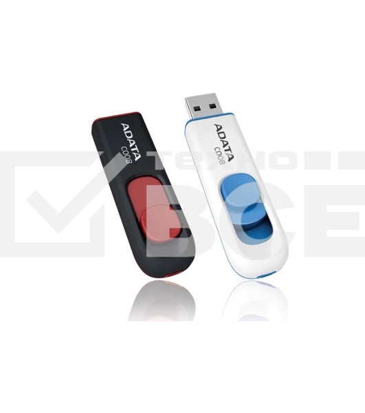 Флэш диск ADATA Flash Drive 64Gb С008 AC008-64G-RWE {USB2.0, White}