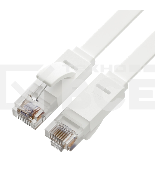 Патч-корд Greenconnect PROF плоский прямой 10.0m, UTP медь кат.6, белый, 30 AWG, ethernet high speed 10 Гбит/с, RJ45, T568B, GCR-51789