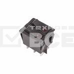 Выключатель клавишный 250V 15А (6с) ON-OFF черный  с подсветкой  ДВОЙНОЙ  Rexant, фото 1