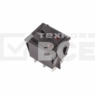 Выключатель клавишный 250V 15А (6с) ON-OFF черный  с подсветкой  ДВОЙНОЙ  Rexant