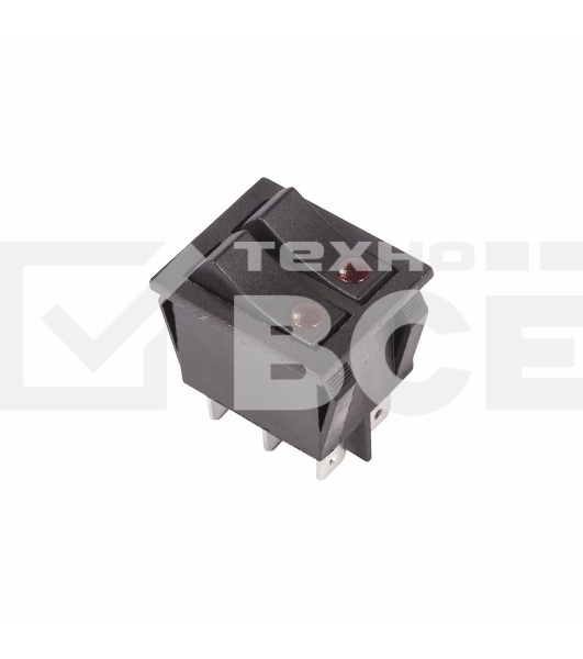 Выключатель клавишный 250V 15А (6с) ON-OFF черный  с подсветкой  ДВОЙНОЙ  Rexant