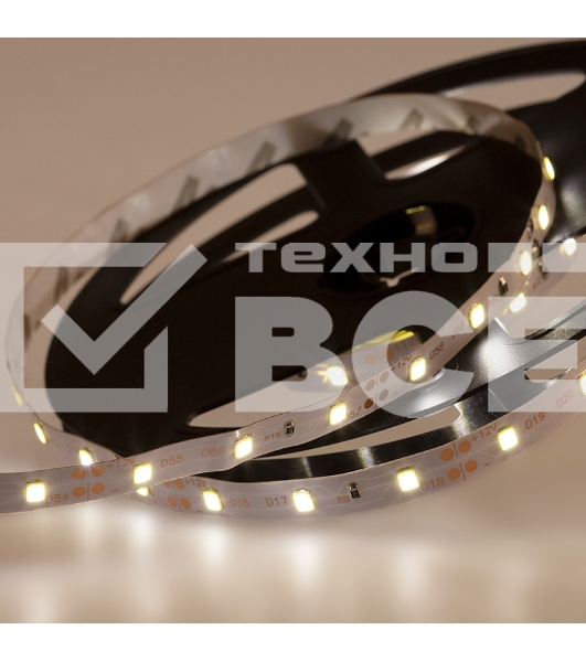 Лента LED открытая, 8 мм, IP23, SMD 2835, 60 LED/m, 12 V, цвет свечения белый