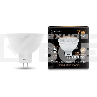 Светодиодная лампа GAUSS 101505107 LED MR16 GU5.3 7W 600lm 2700K 1/10/100