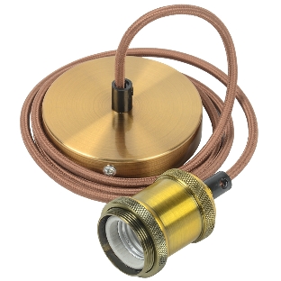 Патрон подвесной E27 со шнуром 1,5м IEK RETRO золото