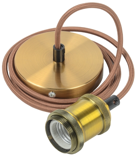 Патрон подвесной E27 со шнуром 1,5м IEK RETRO золото