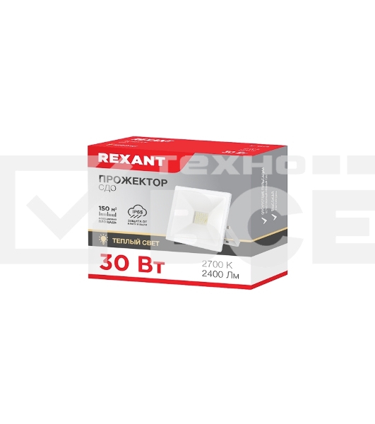 Прожектор Rexant СДО 30 Вт 2400 Лм 2700 K белый корпус