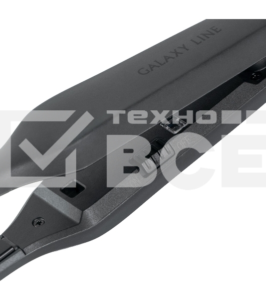 Щипцы для волос Galaxy Line GL 4522, черный, 30 Вт, керамическое покрытие рабочей поверхности, размер пластин 100х9 мм, нагревательный элемент с защитой от перегрева, температура 180°С, индикатор работы, петля для подвешивания, длина шнура 1,7