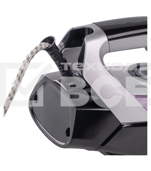 Утюг Galaxy Line GL 6128, фиолетовый с черным, паровой, 2200 Вт, постоянный пар 30 г/мин, паровой удар 140 г/мин, функции: самоочистка, антикапля, антинакипь, функция увлажнения, вертикальное отпаривание, защита от перегрева,  индикатор нагрева, керамичес
