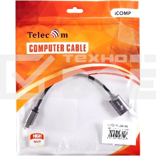 Кабель-адаптер  Type-Cm --> USB 3.0 Af , OTG, 1,5A , 5,0Gbps , Alum grey 0,2m Telecom (TC409M)