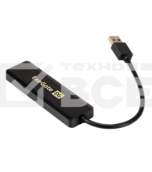 Хаб USB (концентратор) ExeGate DUB-4P/1 (кабель-адаптер USB3.0 --> 4xUSB3.0, Plug&Play, черный)